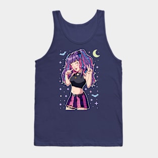 Cute Anime Girl Pastel Goth Purple Tank Top